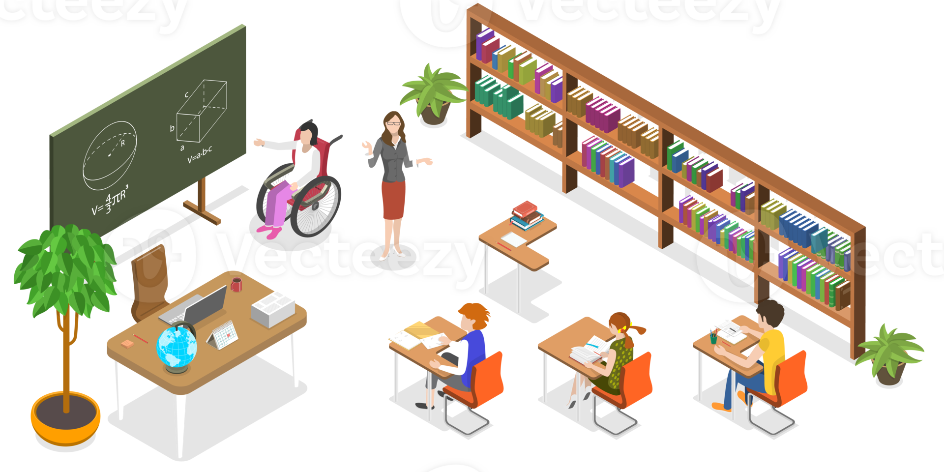 3D Isometric Flat Conceptual Illustration of Inclusive Education png