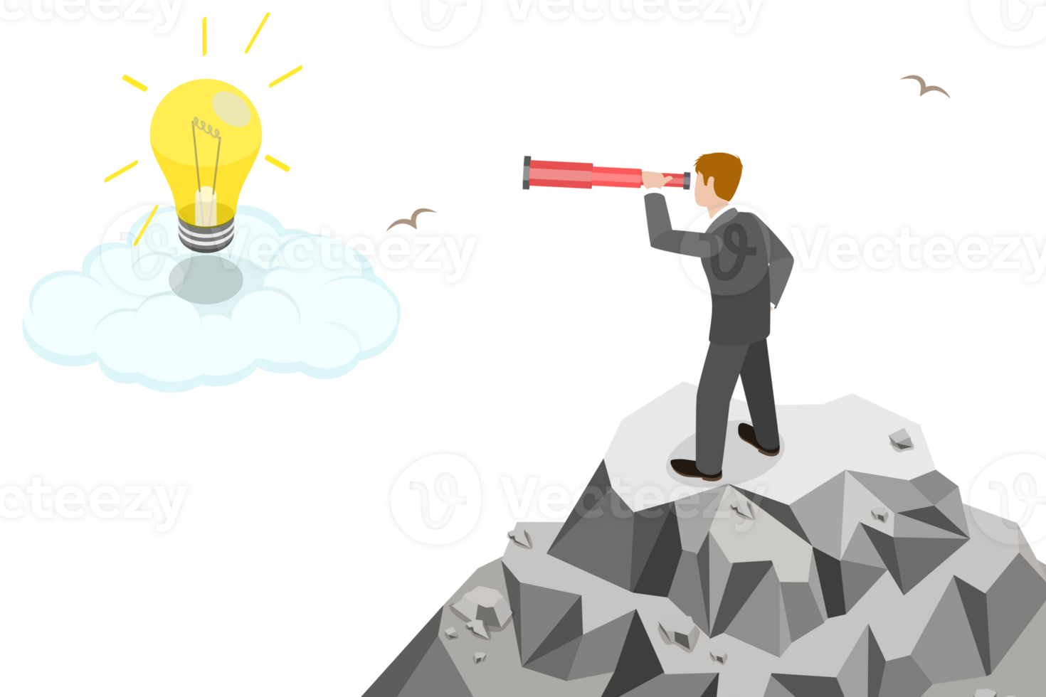 3D Isometric Flat Conceptual Illustration of Business Vision png