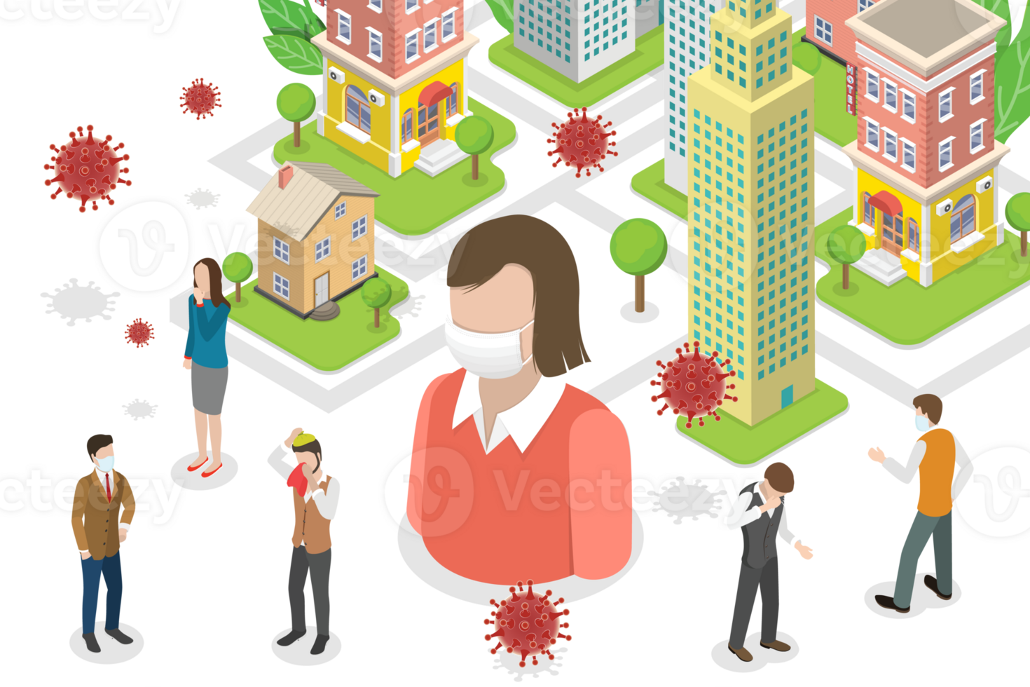 3D Isometric Flat Conceptual Illustration of Epidemic png