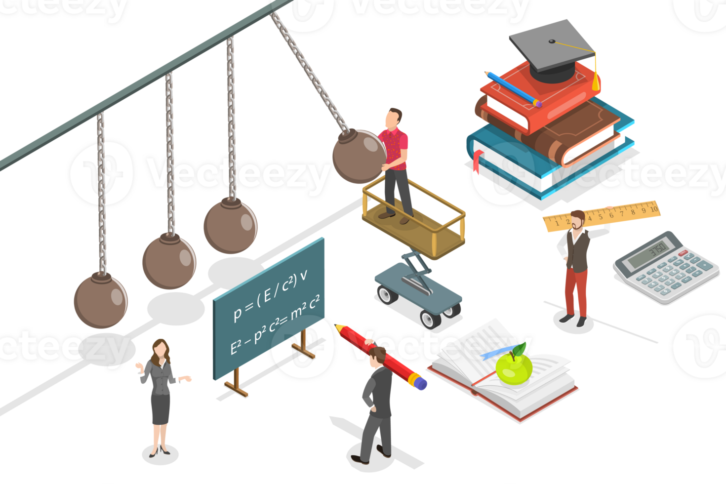 3D Isometric Flat Conceptual Illustration of Linear Momentum png