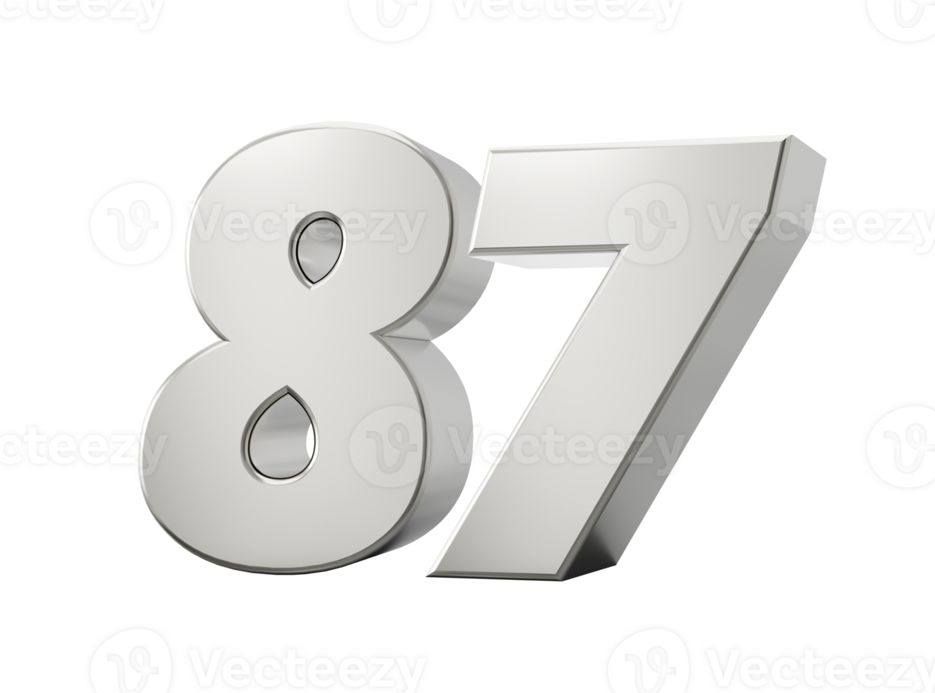 3d Shiny Silver Number 87 Eighty Seven 3d Silver Number 3d illustration png