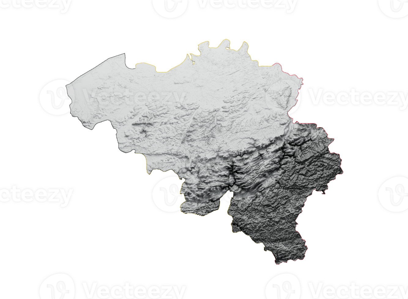 Belgium Map Flag Shaded relief Color Height map 3d illustration png