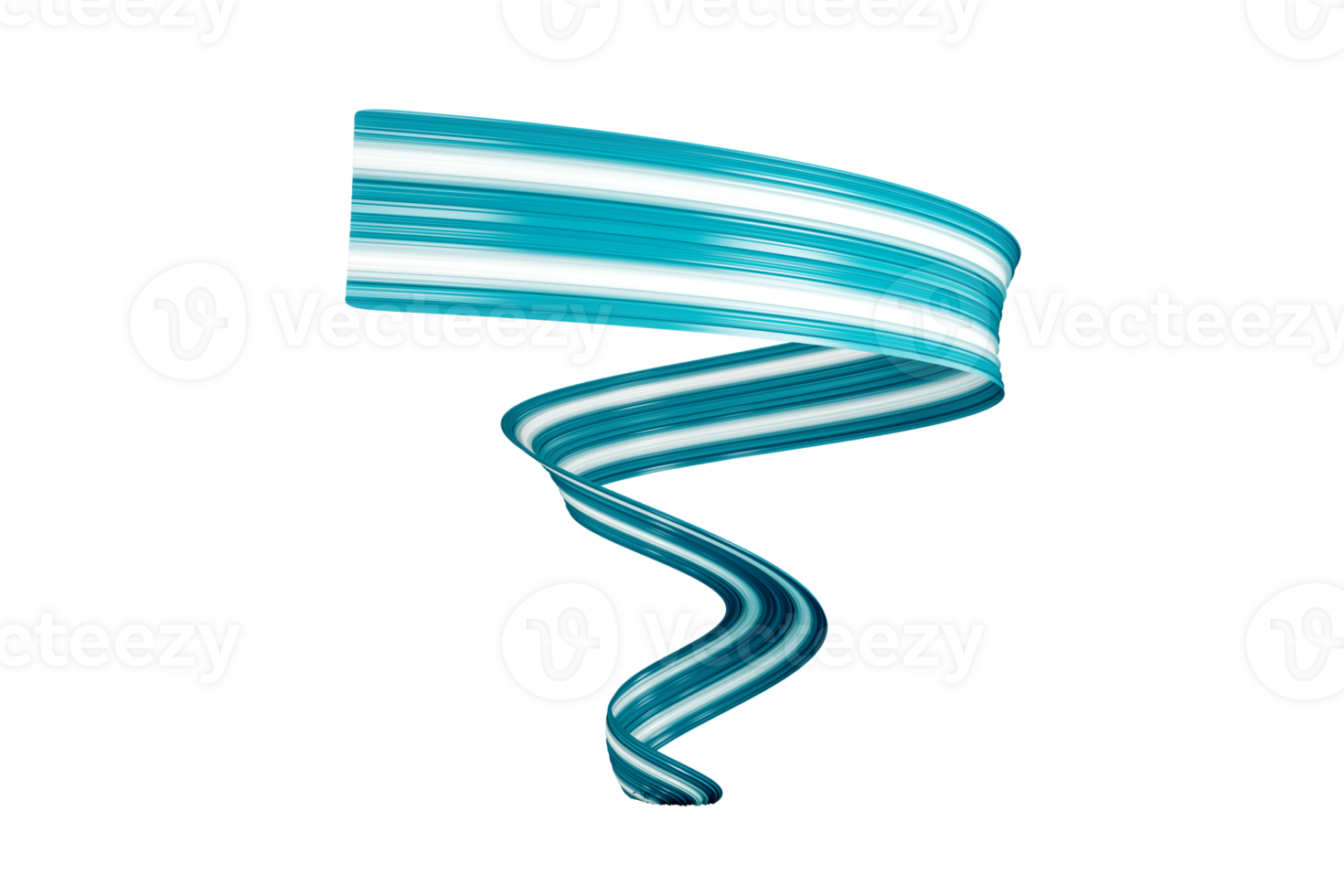Teal and white ribbon as symbol of cervical cancer 3d illustration png
