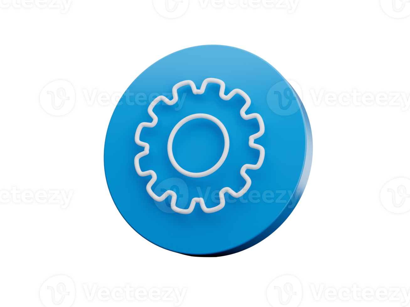 Blue update gear setting icon 3d illustration isolated png