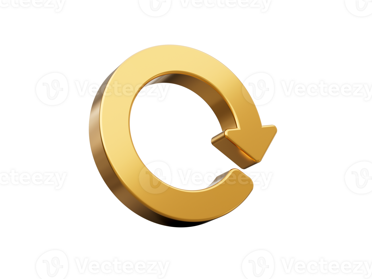 Golden refresh circle arrows icon Update symbol 3d illustration png
