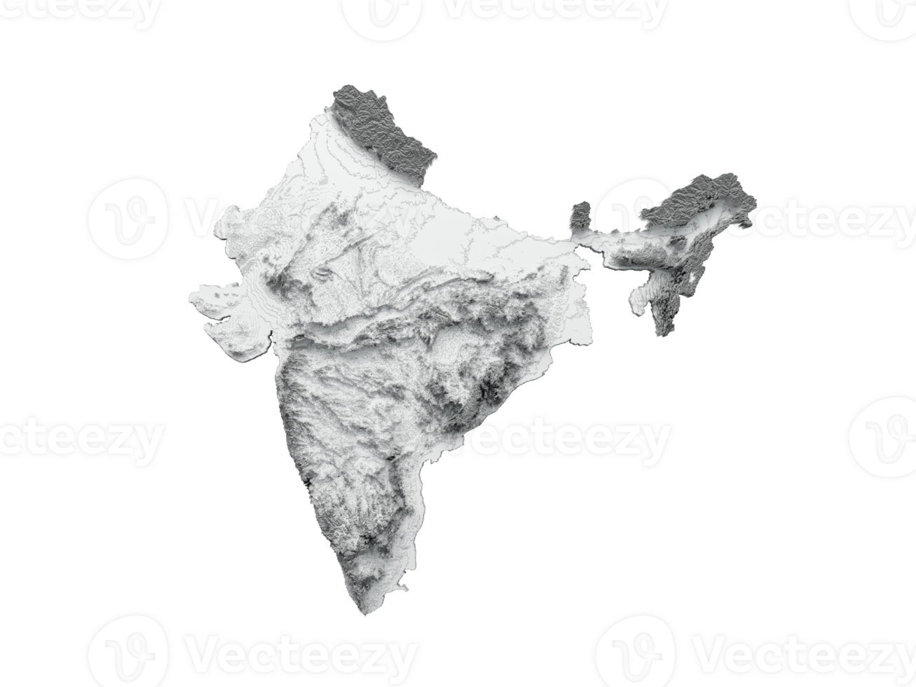 India Map Flag Shaded relief Color Height map 3d illustration png