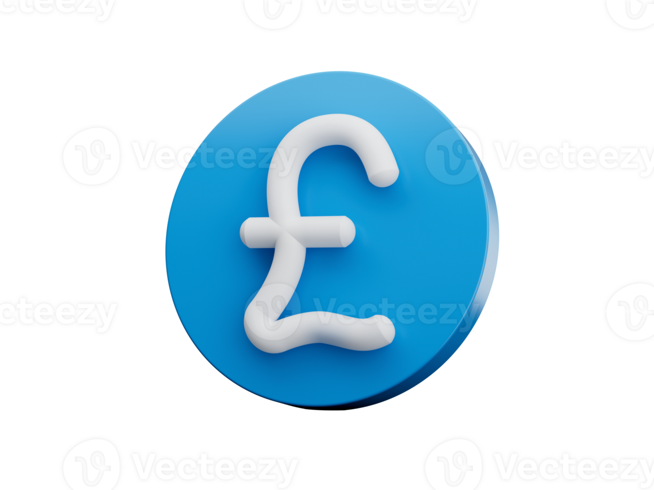 Pound sign icon. currency symbol. Money label. Blue circle button 3d illustration png