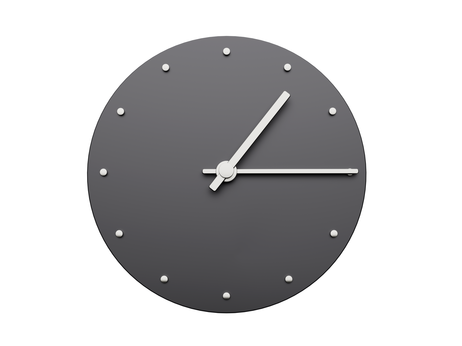 Simple clock gray quarter past one o'clock or One fifteen clock Modern