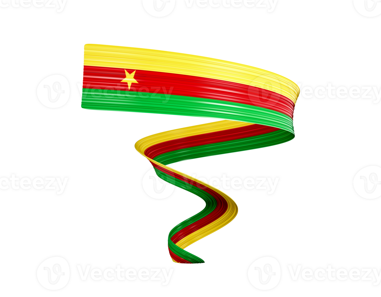 3d Flag Of Cameroon 3d Shiny Waving Flag Ribbon, 3d illustration png