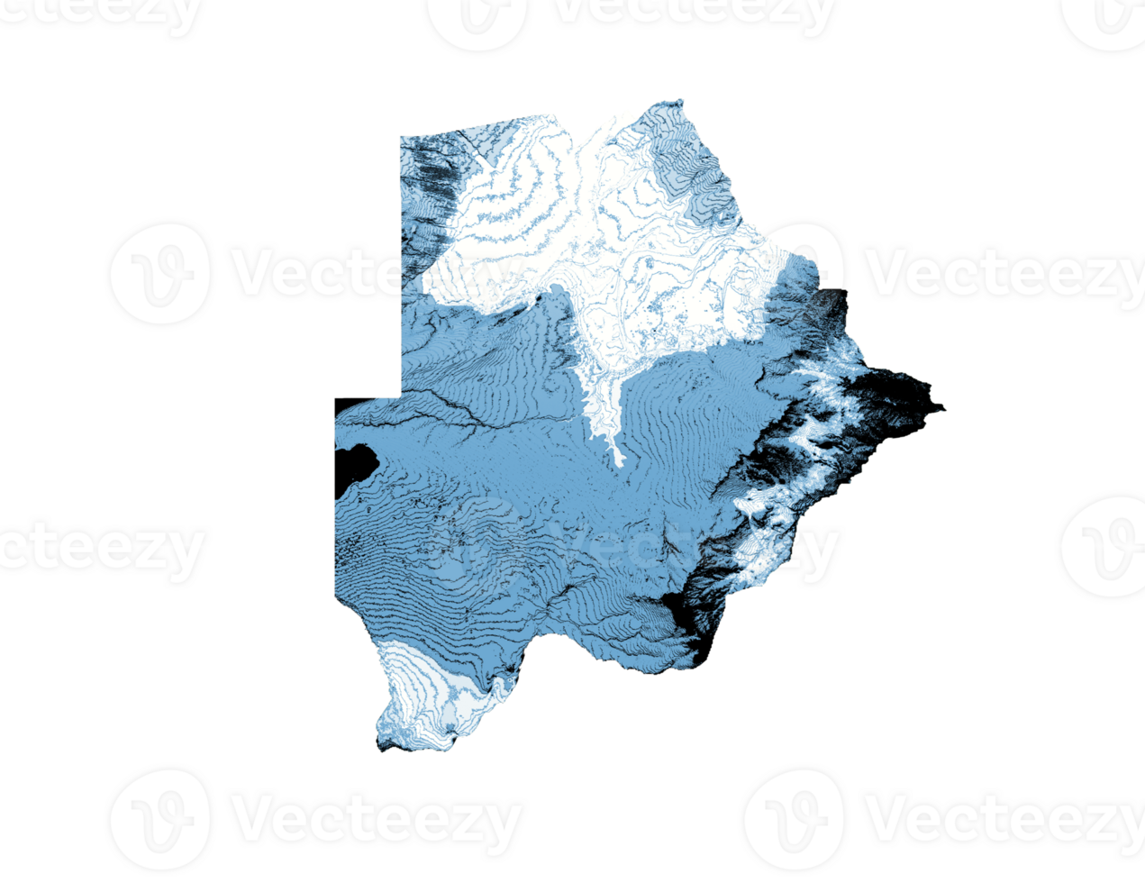 Botswana map with the flag Color Shaded relief map 3d illustration png