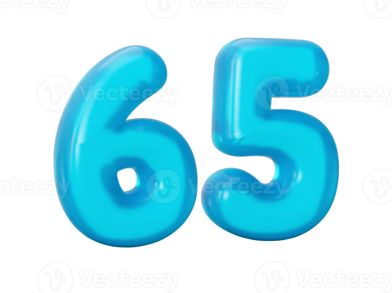 Blue jelly digit 65 Jelly colorful alphabets numbers for kids 3d illustration png
