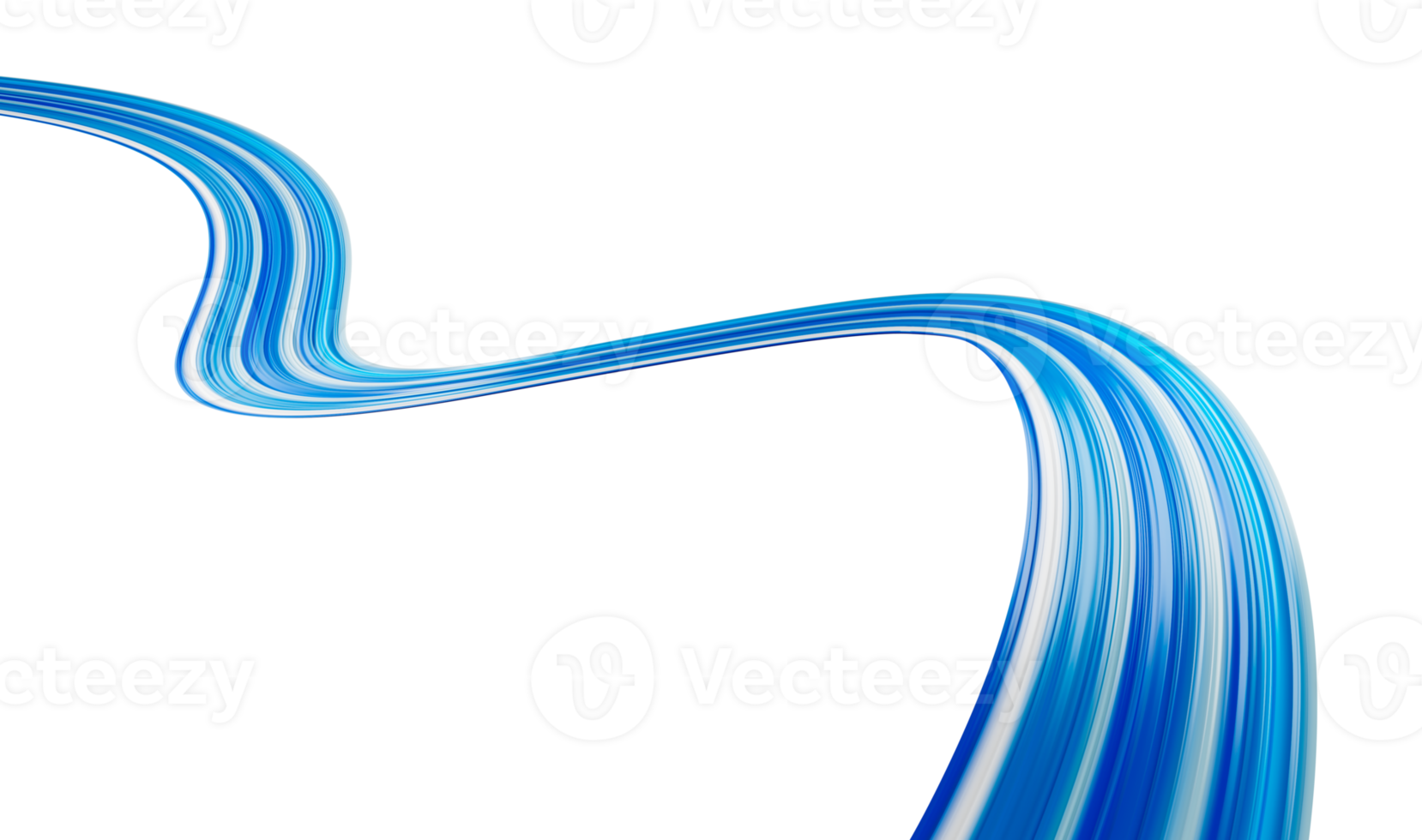 Abstract 3d wavy blue ribbon. Acrylic paint stroke. Modern design 3d illustration png