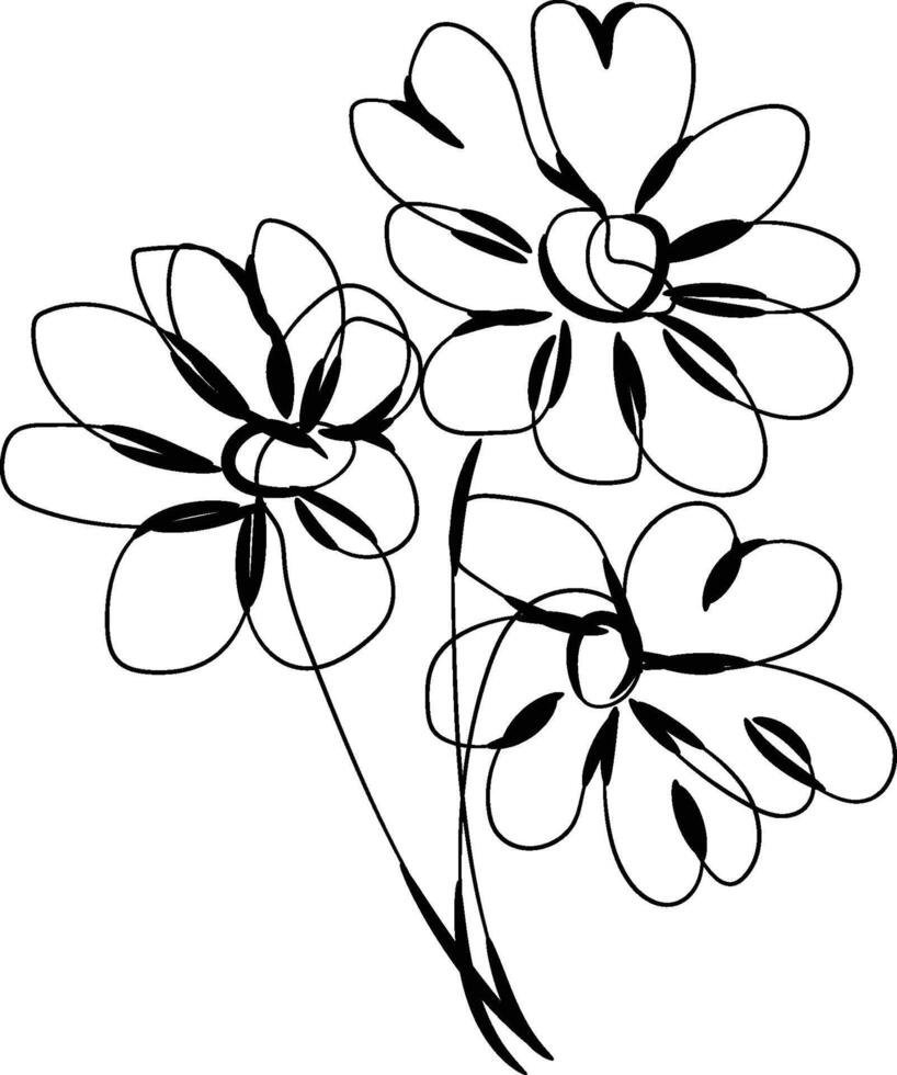 Flat design simple flower outline vector