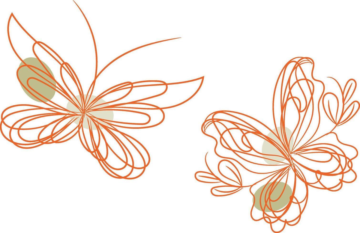 Butterfly outline with linear flat details collection vector