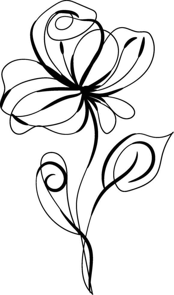 Flat design simple flower outline vector