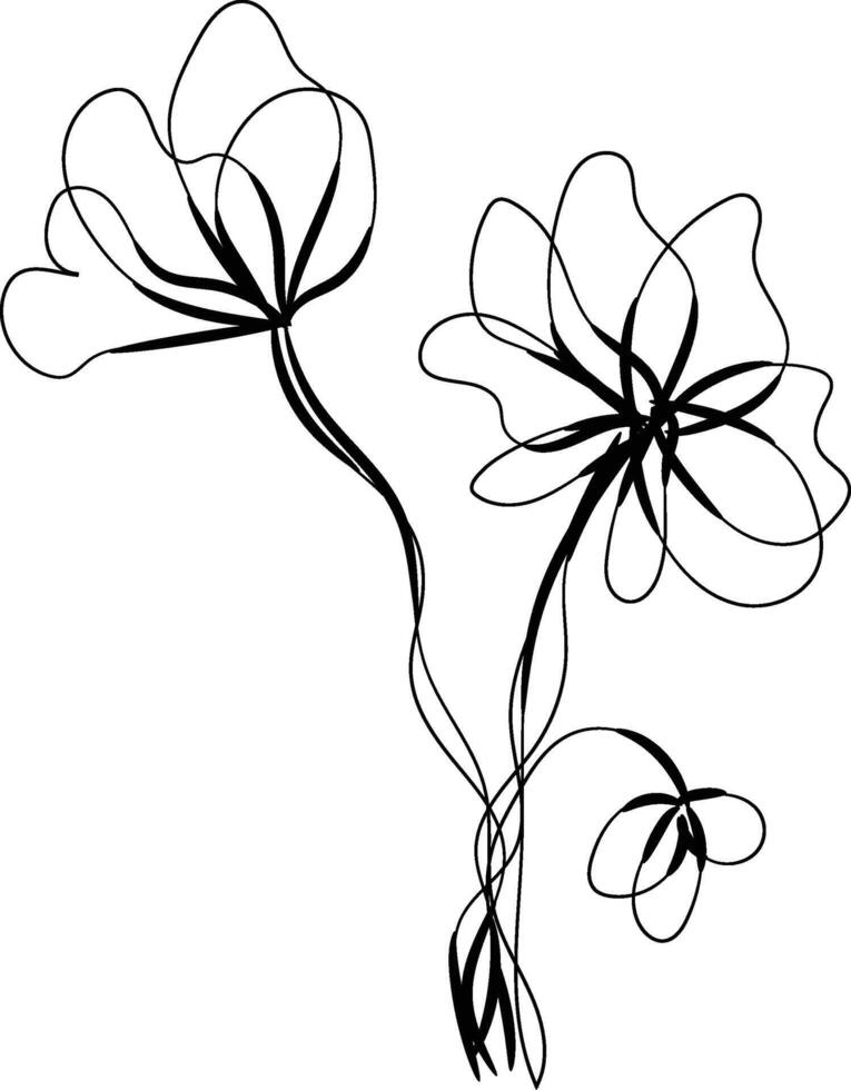 Flat design simple flower outline vector