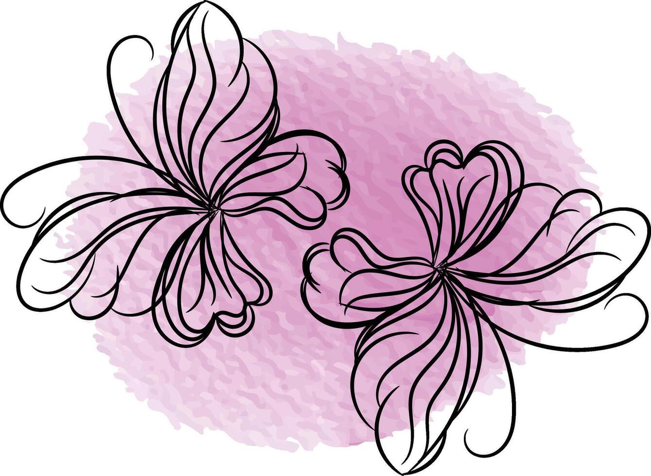 Butterfly outline with linear flat details collection vector
