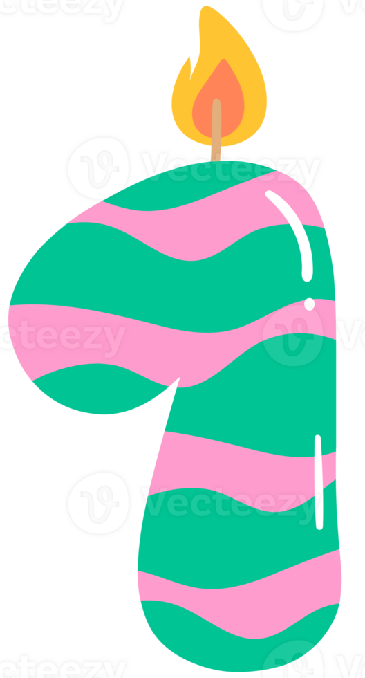 Kids hand drawn cute party candle number 1 png