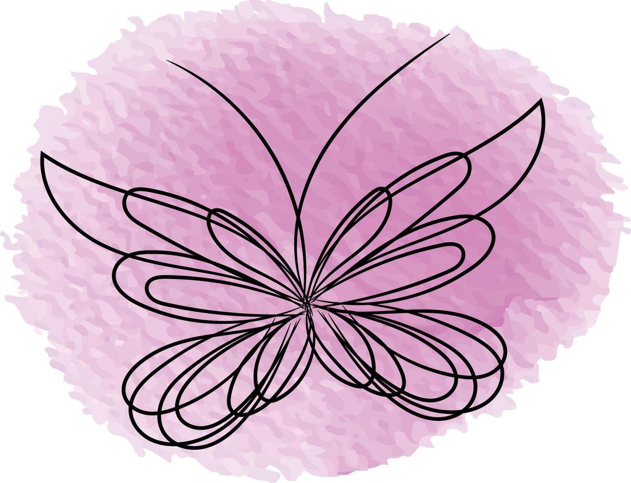 Butterfly outline with linear flat details collection vector