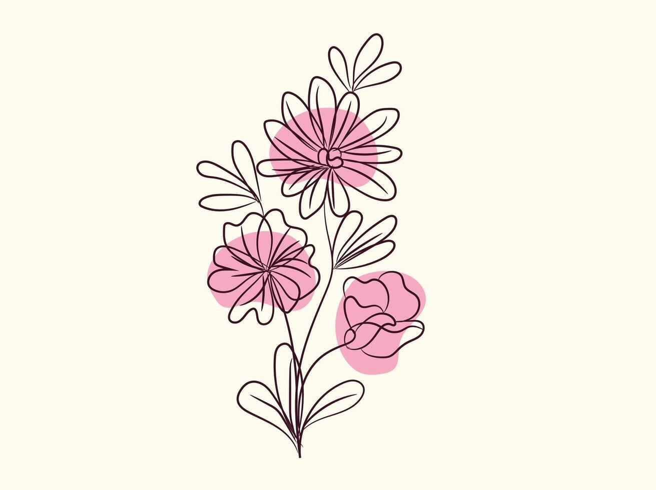 Hand drawn simple flower outline vector