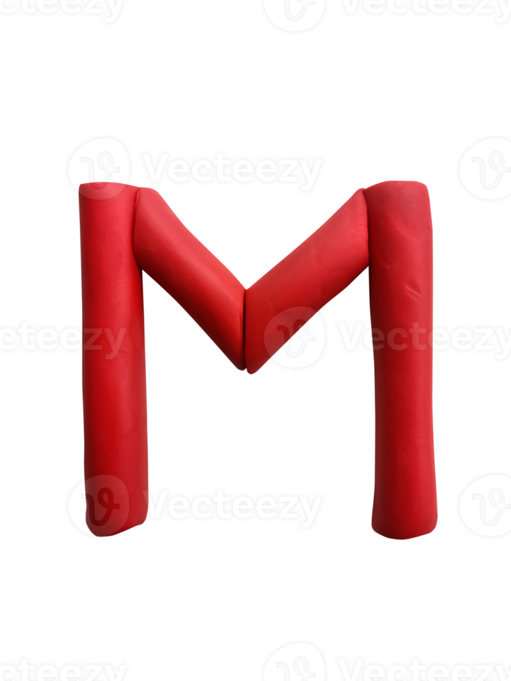 Handmade plasticine alphabet, transparent background. English colorful letters of modelling clay png
