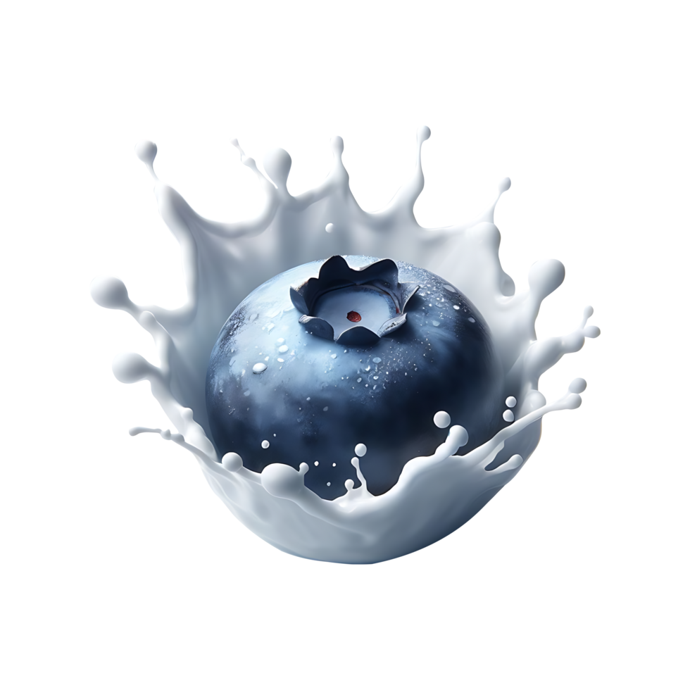 Blueberryand juice splash isolated on a transparent background png