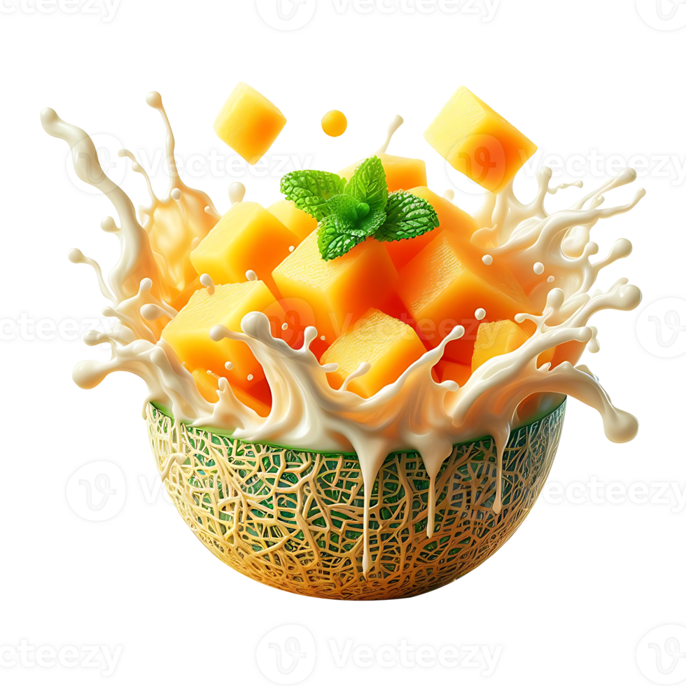 Honeydew melon splash isolated on a transparent background png