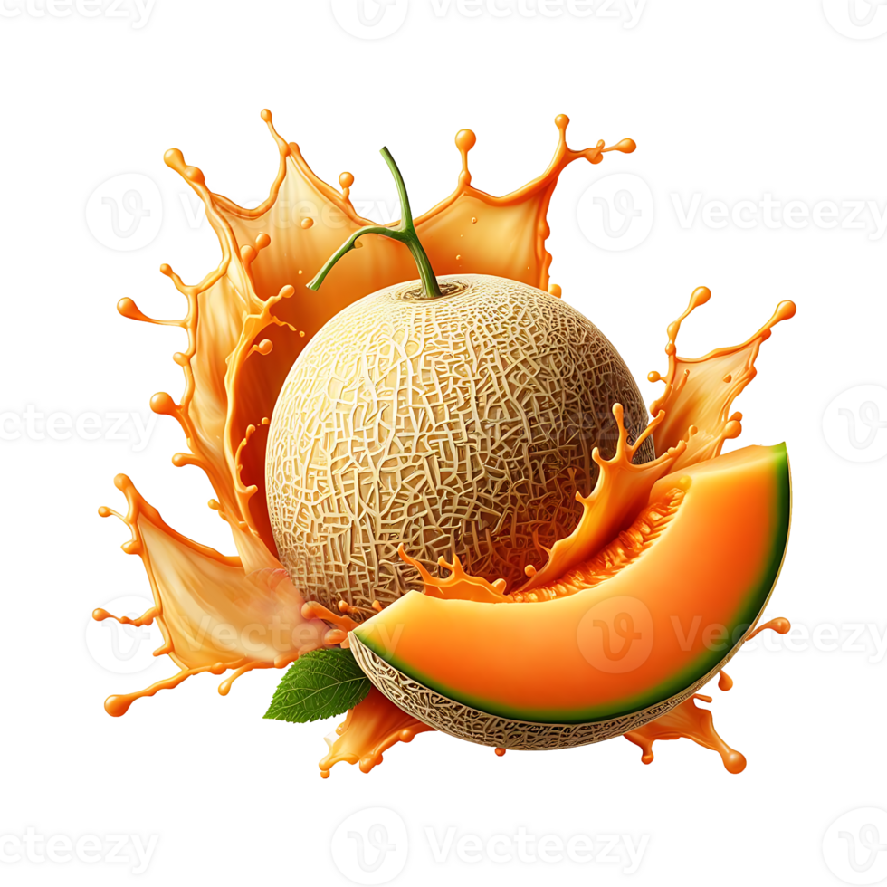 Honeydew melon splash isolated on a transparent background png