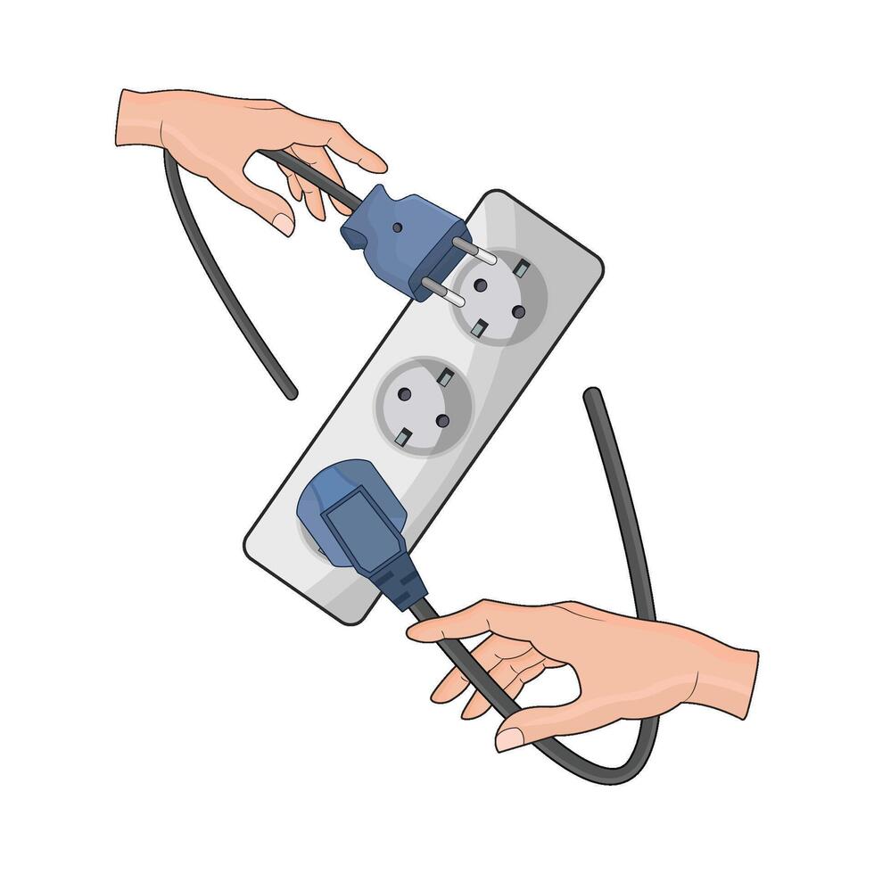 illustration of electric socket and plug vector
