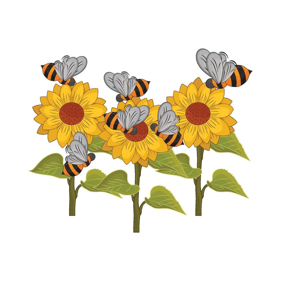 illustration of sunflower garden vector