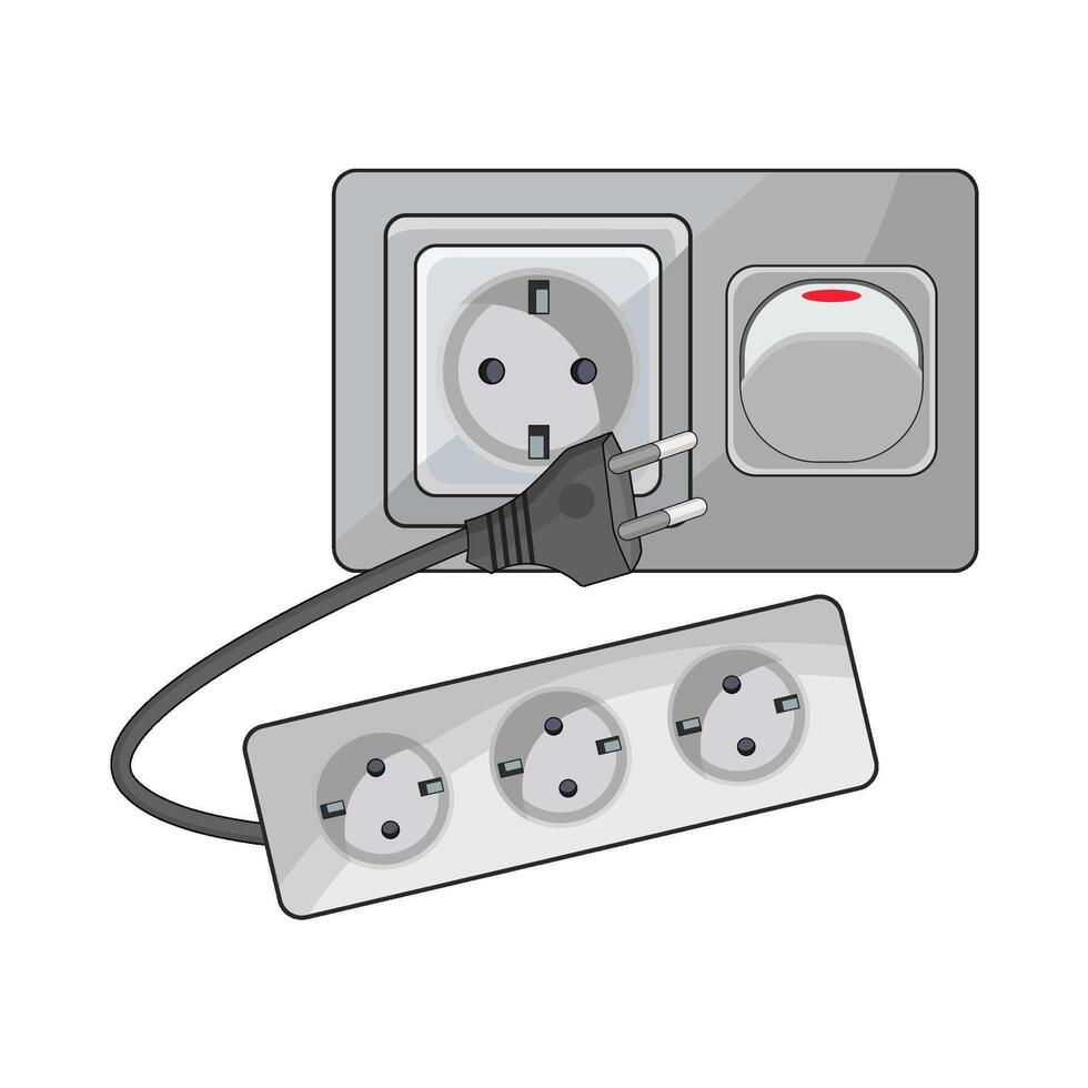 illustration of electric socket and plug vector