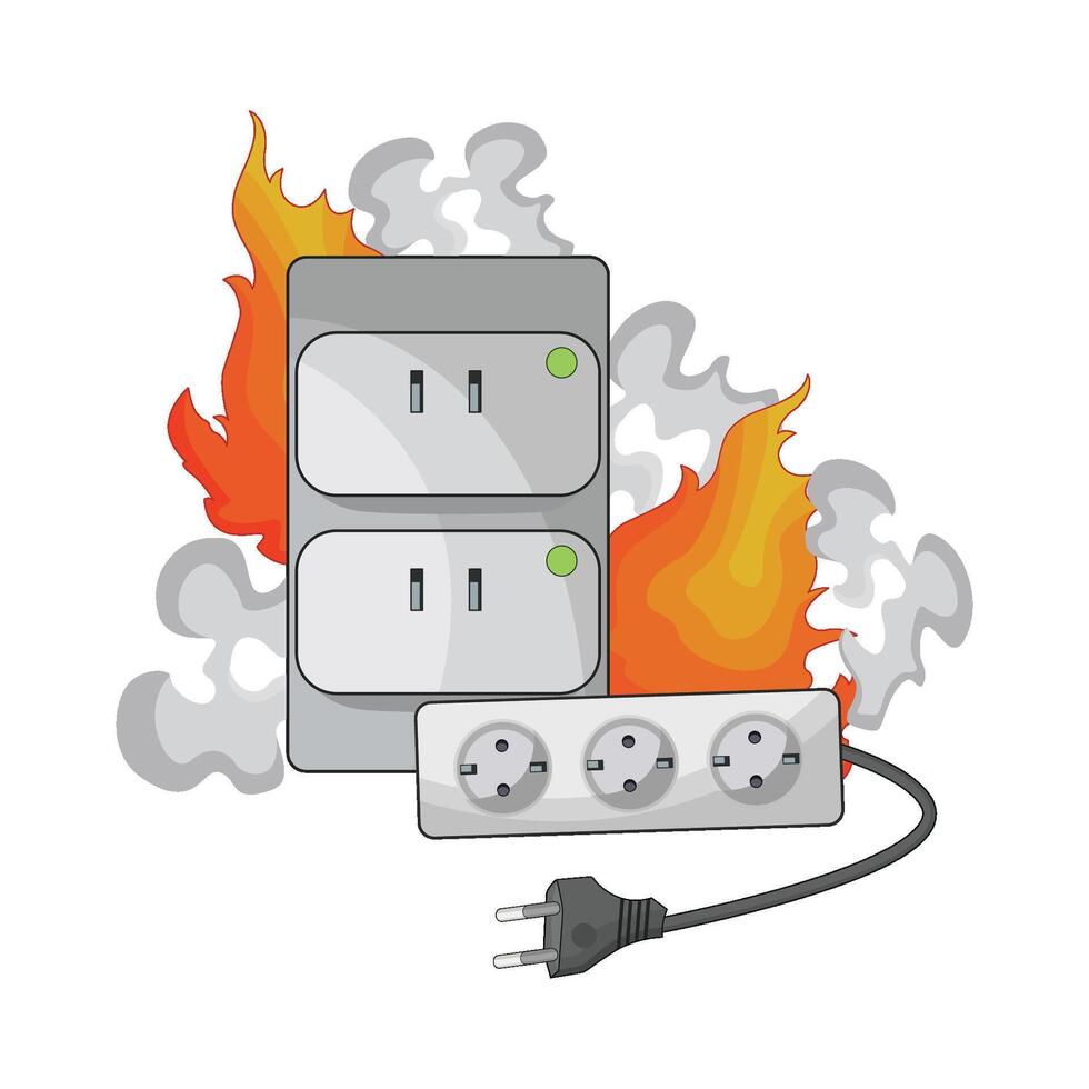 illustration of electrical socket fire vector
