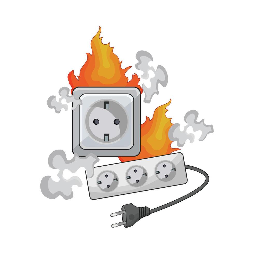 illustration of electrical socket fire vector