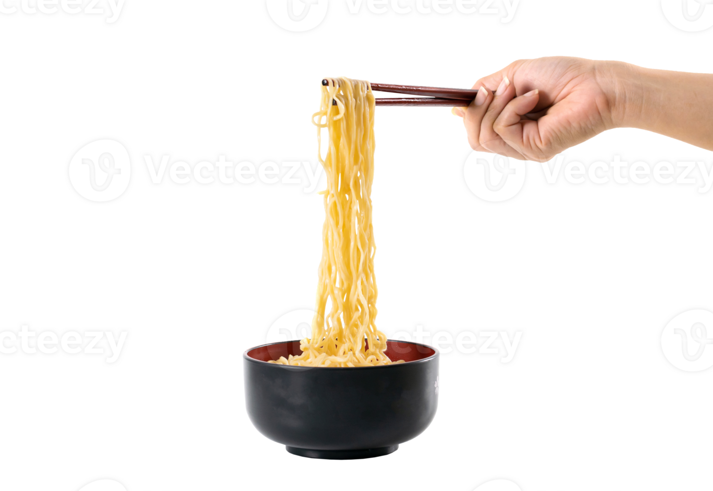 noodle chopsticks in a black bowl on a file png