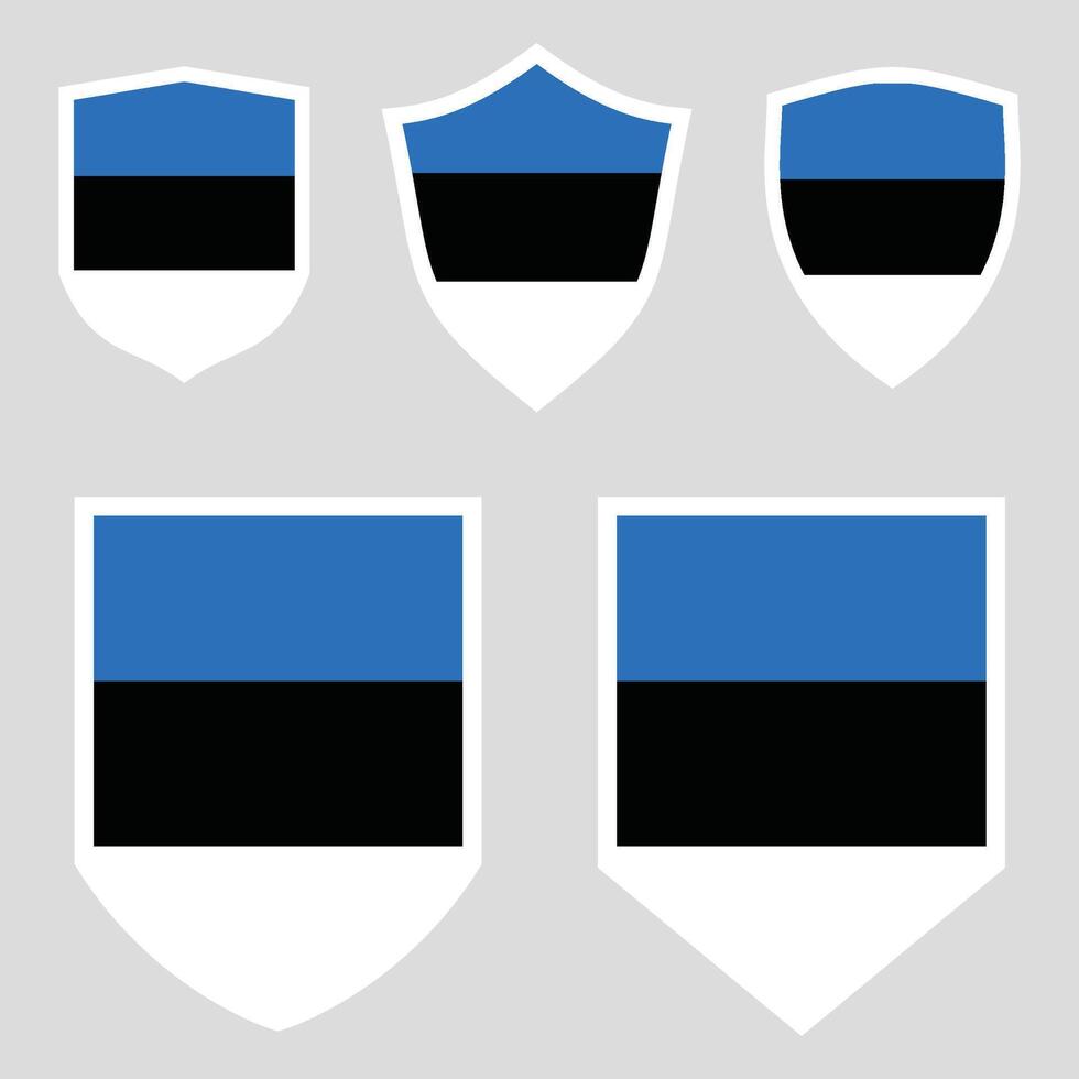 Set of Estonia Flag in Shield Shape Frame vector