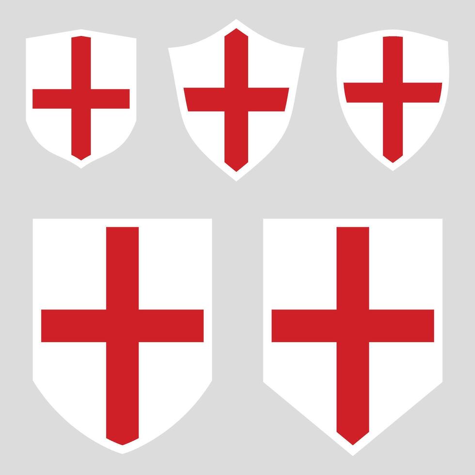 Set of England Flag in Shield Shape Frame vector