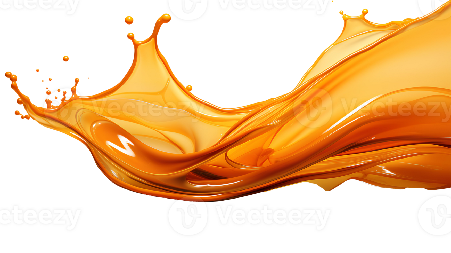 orange abstract liquid wave. orange pigment floating isolated. orange liquid splash png