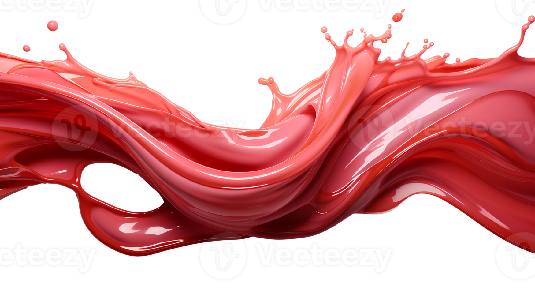 Red abstract liquid wave isolated. Red pigment floating. Red liquid splash png