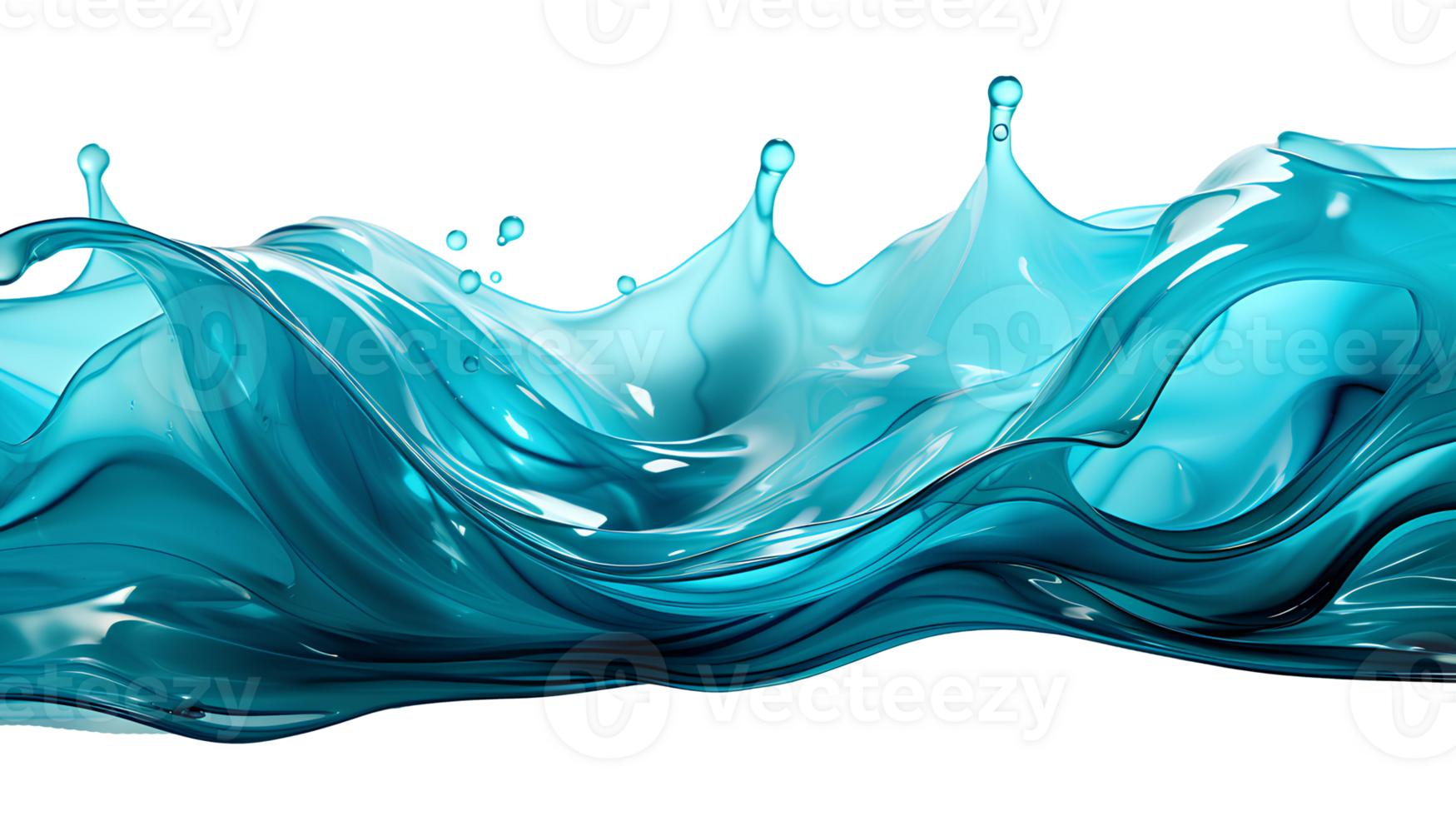Blue abstract liquid wave isolated. Blue pigment floating. Blue liquid splash png