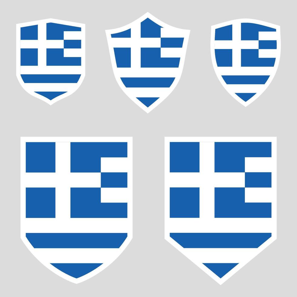 Greece Flag Set shield frame vector