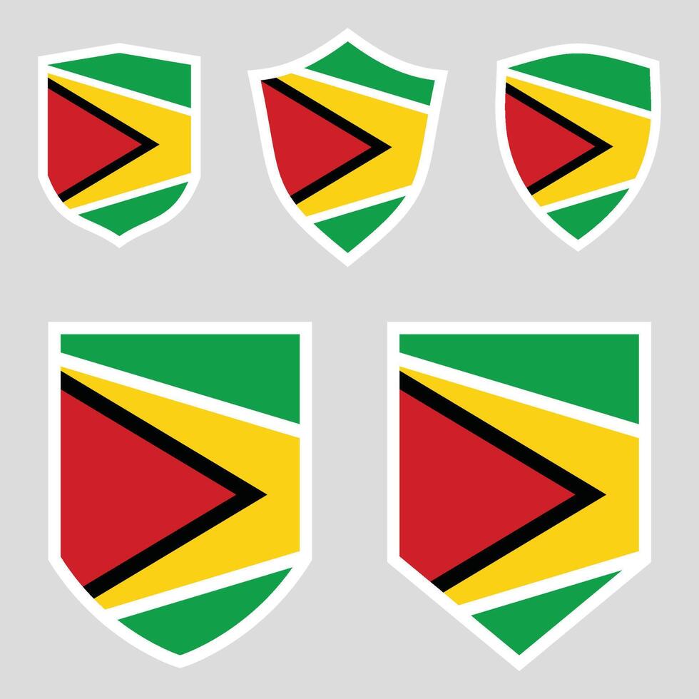 Guyana Flag Set shield frame vector