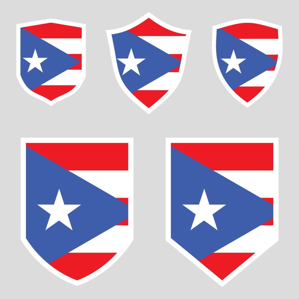 Puerto Rico Set shield frame vector