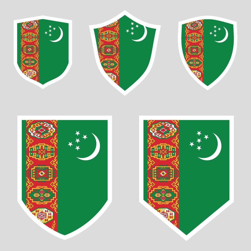 Turkmenistan Set shield frame vector