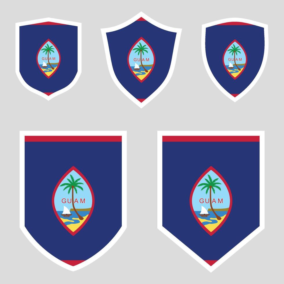 Guam Flag Set shield frame vector