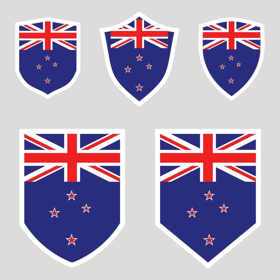 New Zealand Set shield frame vector