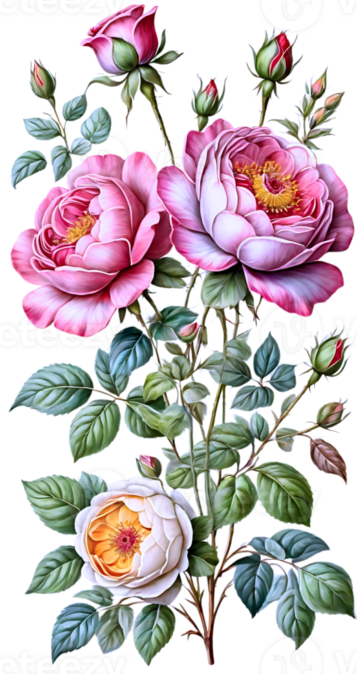 Beautiful and elegant flower bouquet on transparent background png