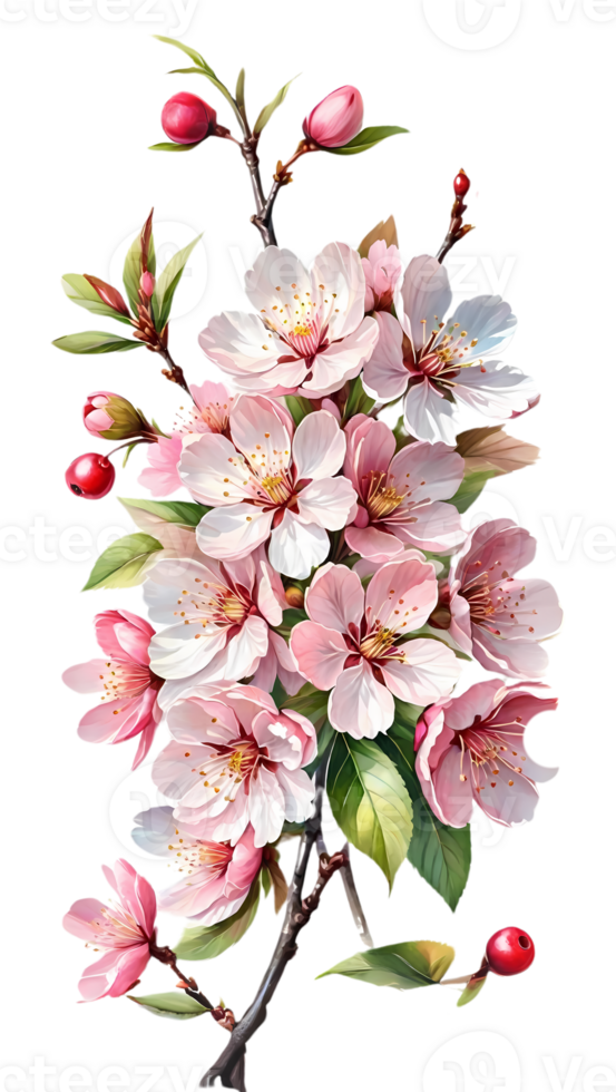 The Charm of Cherry Blossoms with Eternal Beauty on a Transparent Background png