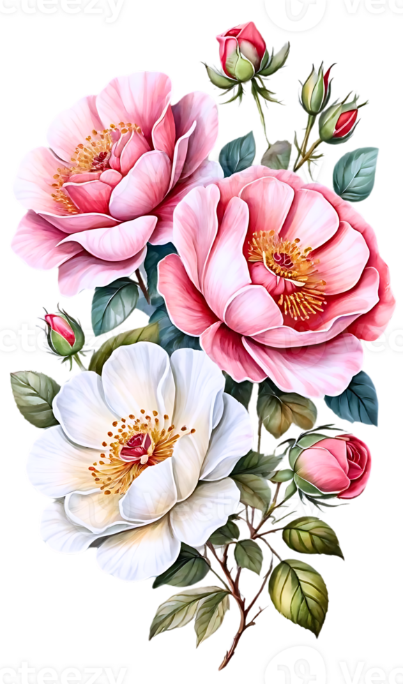 Beautiful and elegant flower bouquet on transparent background png