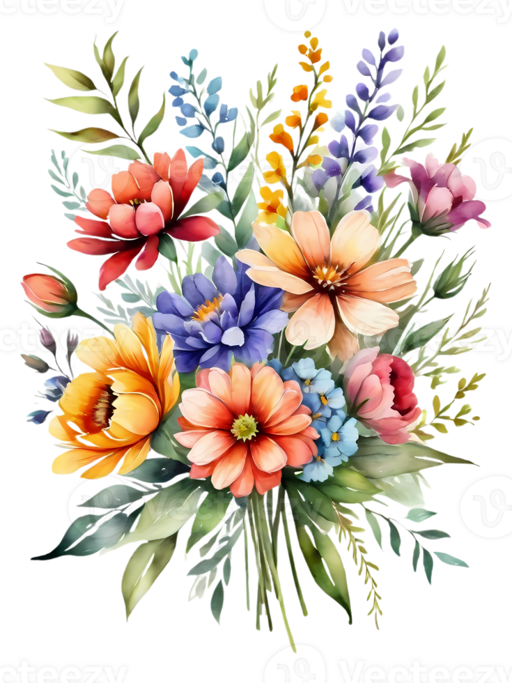 Display the brilliance of color in a perfectly coordinated flower bouquet. png