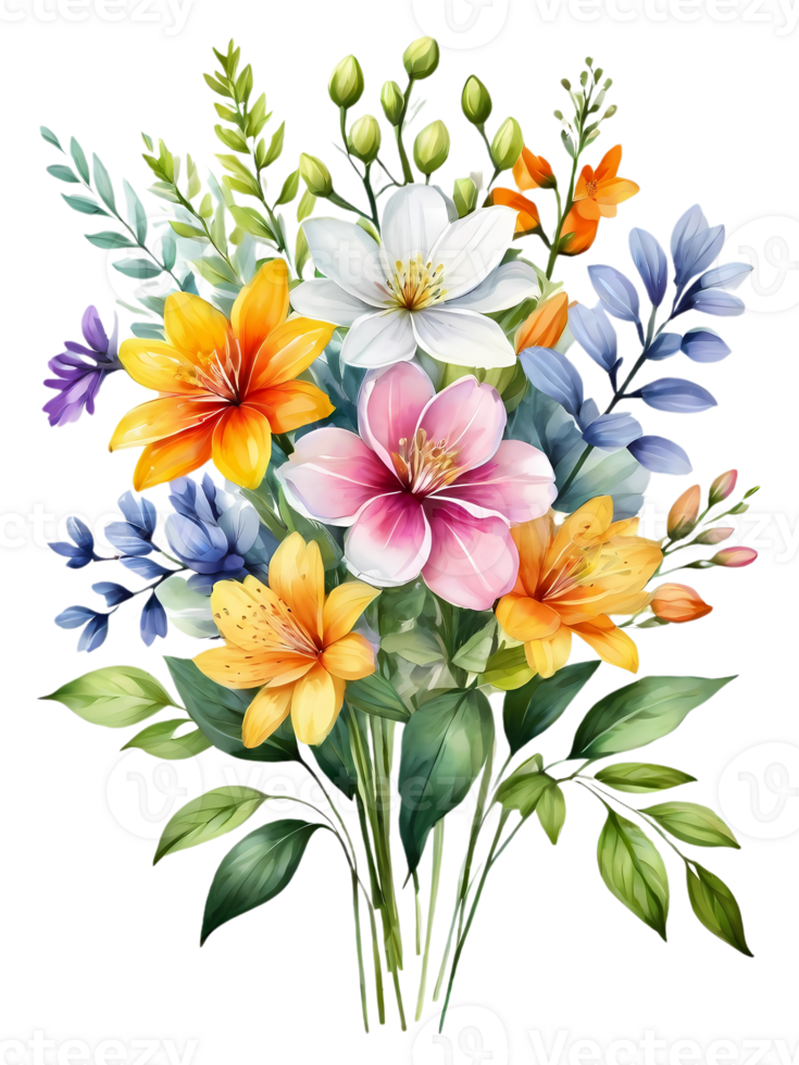 Display the brilliance of color in a perfectly coordinated flower bouquet. png